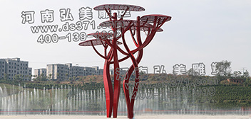 不銹鋼蘑菇樹(shù)18米高雕塑